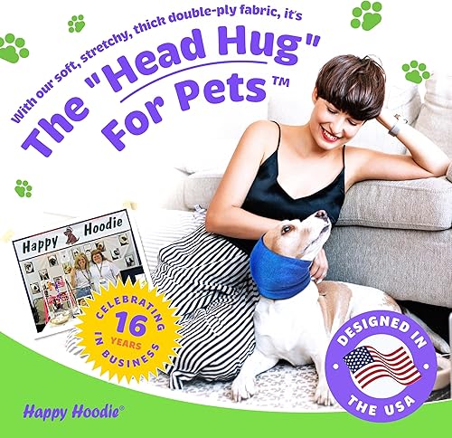 Miniatura 11 de Happy Hoodie - Banda calmante original para perros y gatos, alivio de ansiedad y protección contra ruidos para el aseo, truenos y fuegos Púrpura