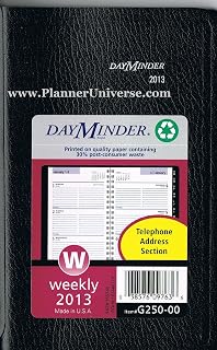 DayMinder Recycled Weekly Appointment Book, 3 x 6 Inches, Black, Current Year (G250-00)