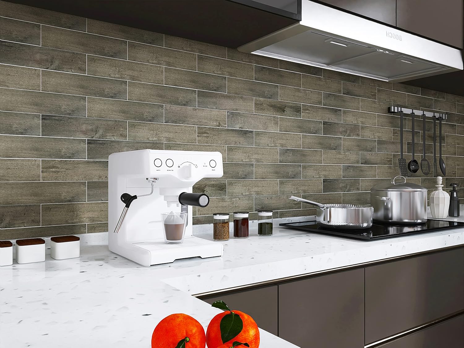 COLAMO 24PCS Peel and Stick Tile Backsplash, Thick Rigid Grey Oak Weathered Self Stick Faux Shiplap Paneling,Stick On Wood Plank Accent Wall Subway Brick Tile for RV,Adhesive Kitchen Backsplash