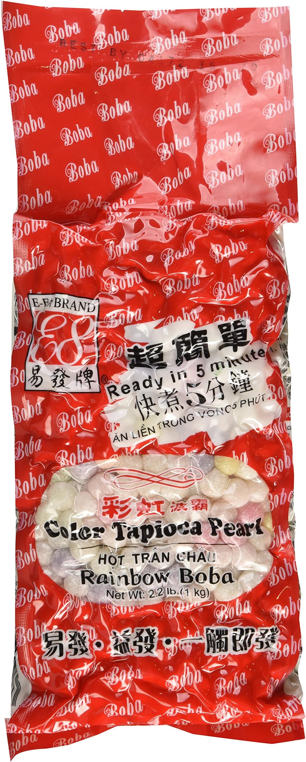 E-FA BRAND E8 Boba Rainbow Tapioca Pearl, Fresh Boba/Bubble Tea Ready in 5 Minutes, 2.2 LB