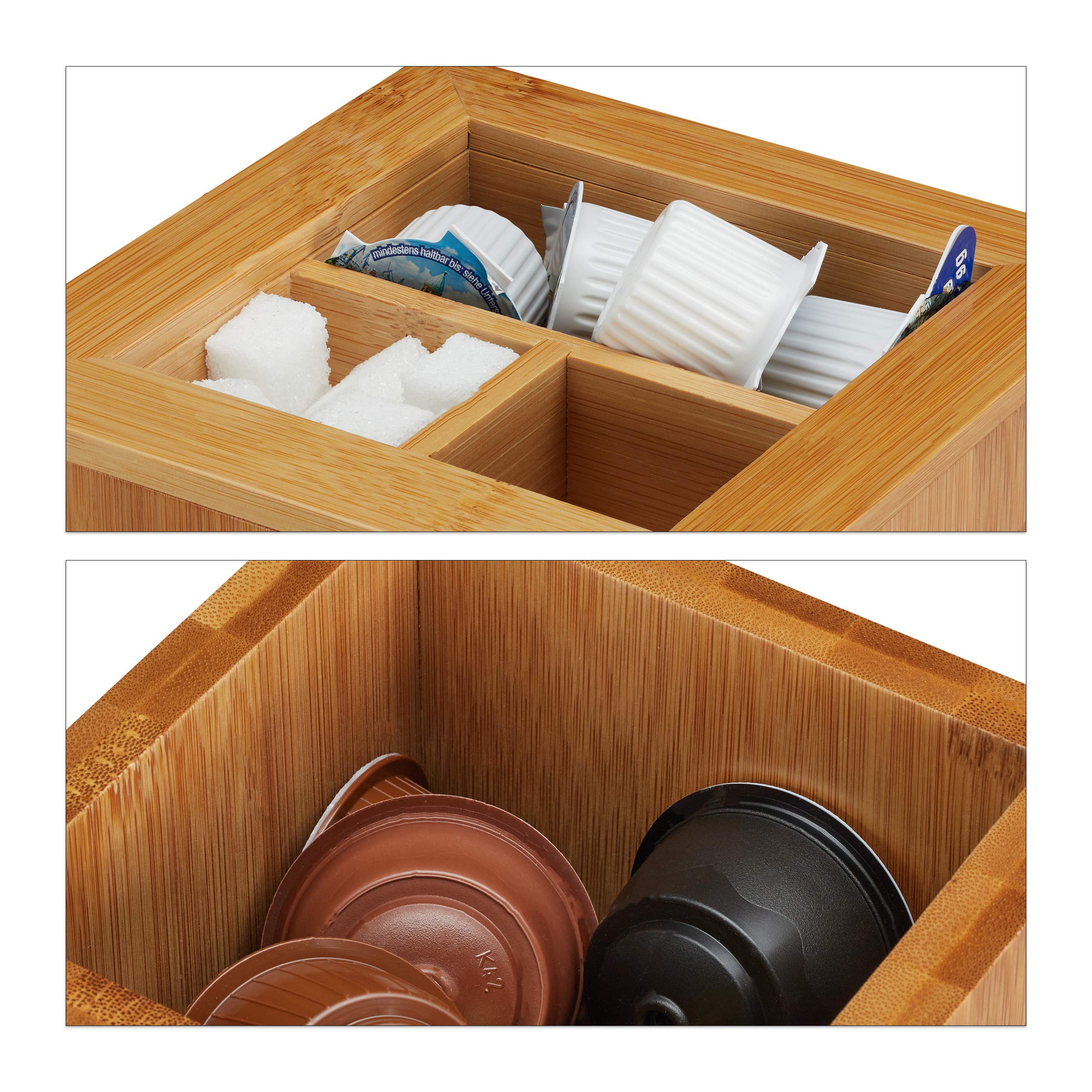 Relaxdays Soporte para cápsulas de Dolce Gusto, Giratorio, Dispensador de bambú, 40,5 x 14 x 14 cm, 1 Ud., Marrón