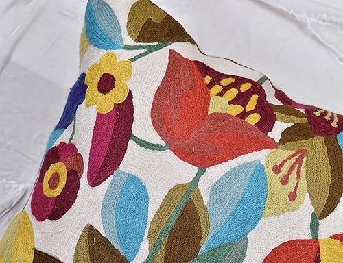 Miniatura 10 de Kashmir Designs Funda de almohada floral de margaritas bordada a mano, funda de almohada tradicional floral Suzani para exteriores, cojín bohemio