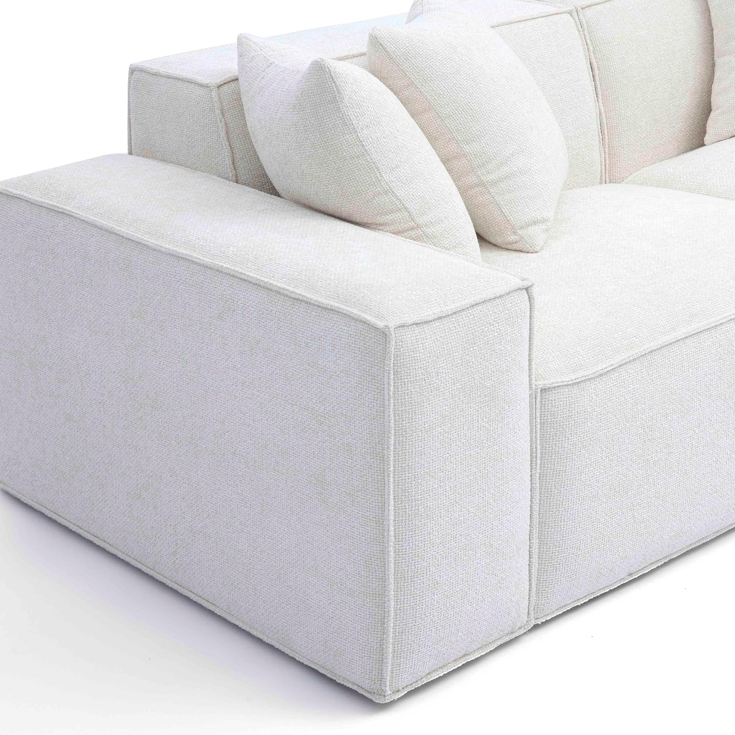 Tov Furniture Mindy Cream Chenille Basketweave Modular Loveseat