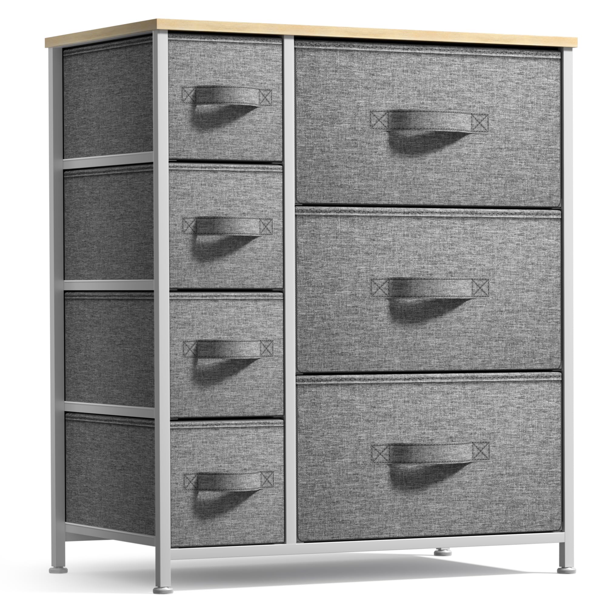 Sorbus Dresser with 7 Drawers - Chest Organizer Tower Unit with Steel Frame, Wood Top, Easy Pull Fabric Bins - Storage Furniture for Bedroom, Hallway, Closet & Office Organization