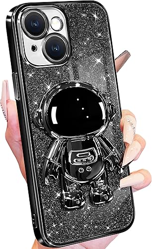 Miniatura 7 de Buleens Funda para iPhone 14 Pro diseño astronauta fundas transparentes para iPhone 14 Pro con papel brillante y soporte para hombre espacial para