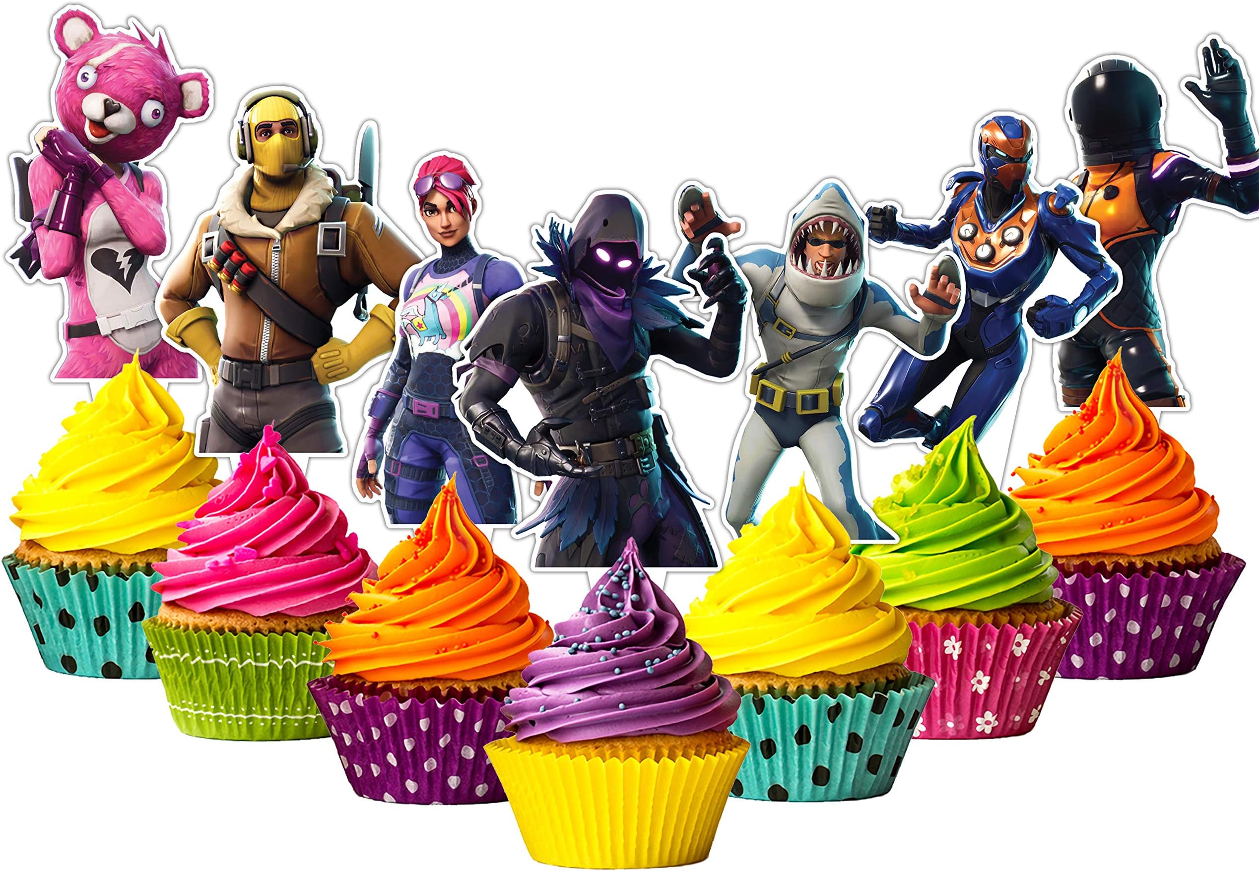 24-pack Food-safe and Child-safe Cake Toppers by Citadel Black - No Assembly Required, 100% Food-safe and Recyclable, Cupcake and Cake Toppers for Birthday Parties and Events (Battle Royale)