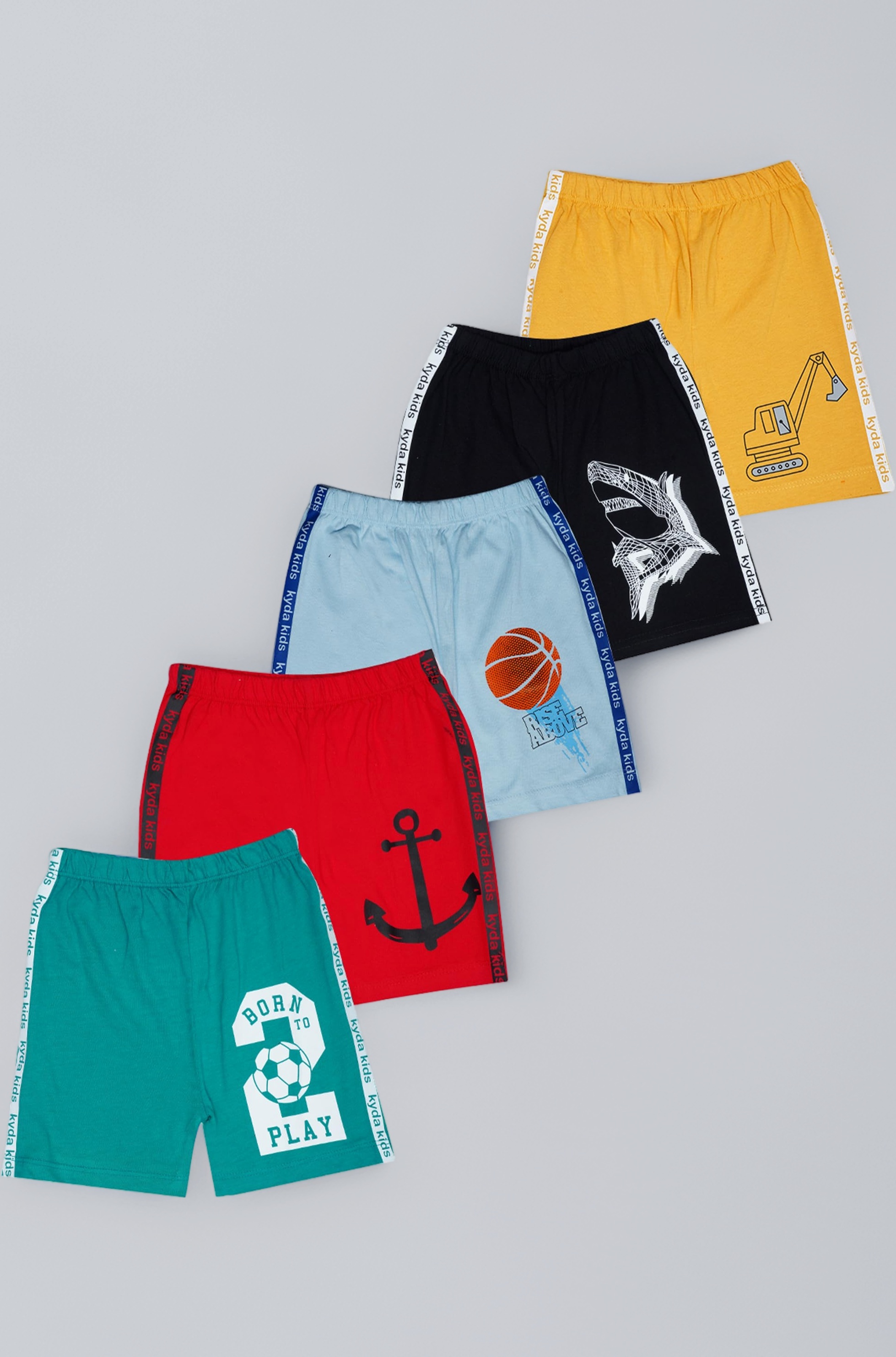 Boys 100% Pure Cotton Printed Regular Fit Knee Length Shorts | Soft Breathable Casual Summer Wear | Comfortable Everyday Shorts for Boys (Pack of 5)