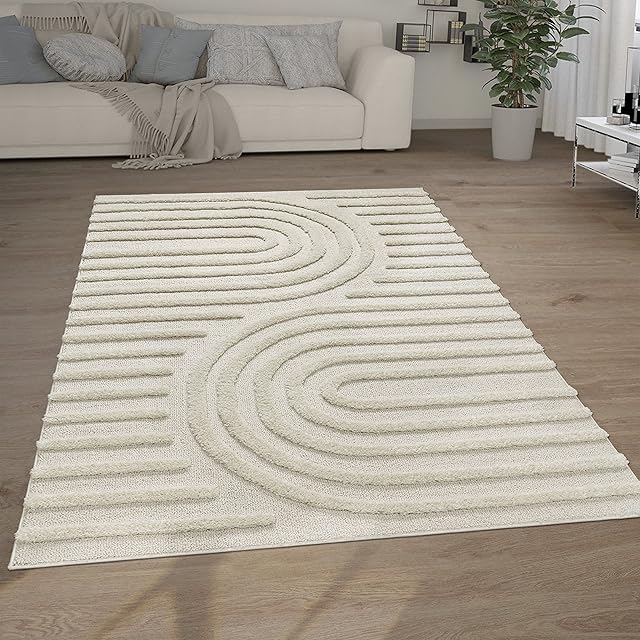 Dywan Shaggy Z D³ugim W³osiem Dywan Do Salonu Wygl±d 3D Styl Etno Boho Vintage Miêkki, Rozmiar:120x160 cm, Kolor:Krem 7