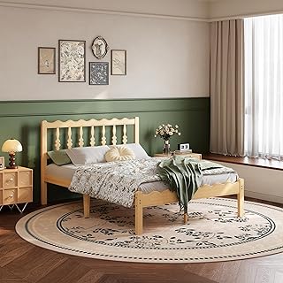 ZIYOO Solid Bamboo Wood Queen Bed Frame with Headboard, 14 inch Platform...