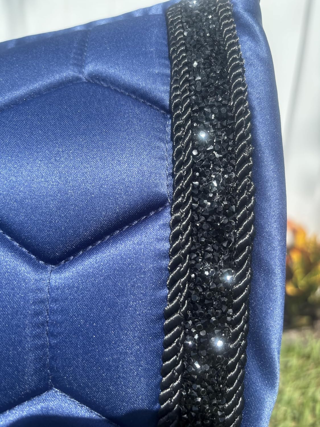 Horse Saddle Pad with Crystal Trim - Luxurious Dressage Saddle Pad & English Saddle Pad for Horses - Stylish and Quality Equestrian Riding Gear