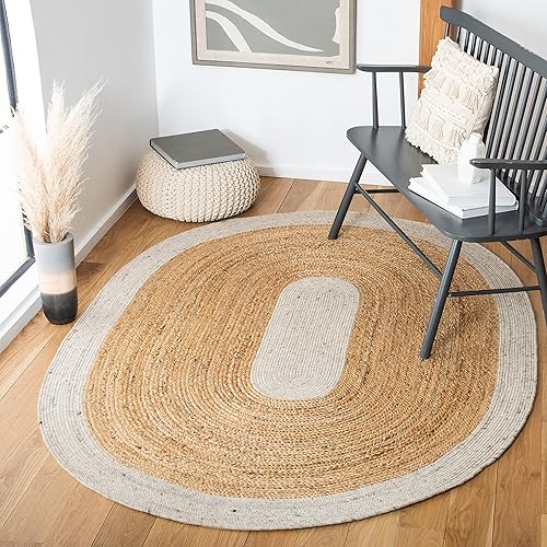 SAFAVIEH Braided Collection BRD910B - Alfombra reversible de yute de 6 x 9 pies, color beige y natural, hecha a mano