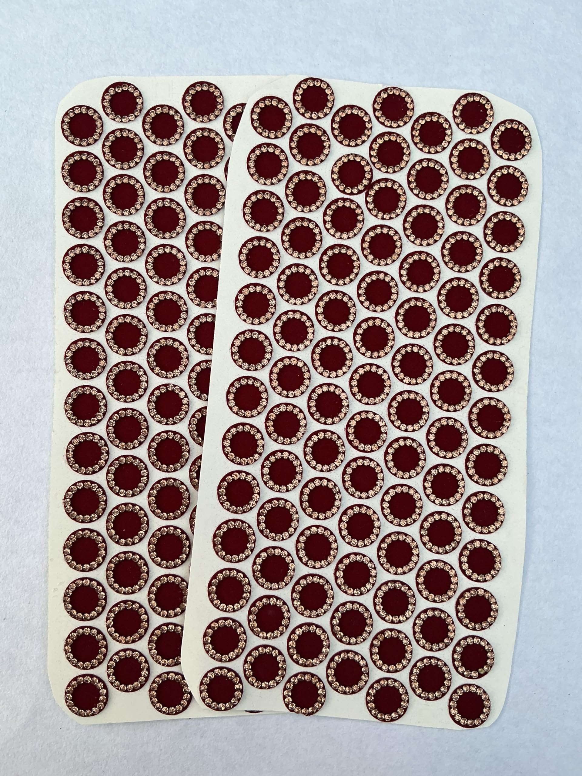15mm Maroon Velvet Round Bindi with Golden Stone Work | Pack of 2 Sheets (180 Bindis) | Self-Adhesive Designer Bindis for Women & Girls-image-45