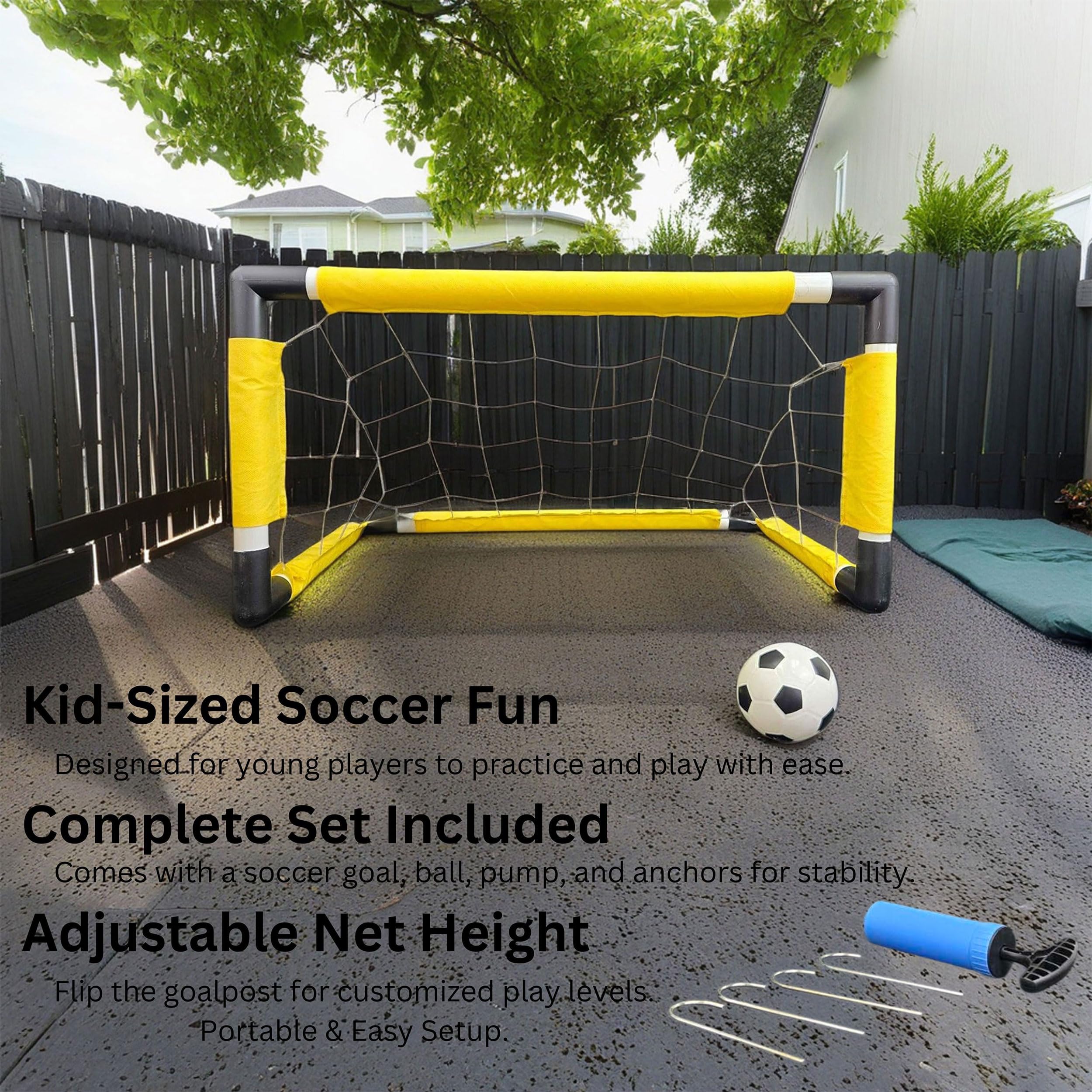 Kids Soccer Goal Set for Backyard, Soccer Net with Ball, Pump, Indoor Outdoor Soccer Goal Training Equipment for Kids Boys Girls