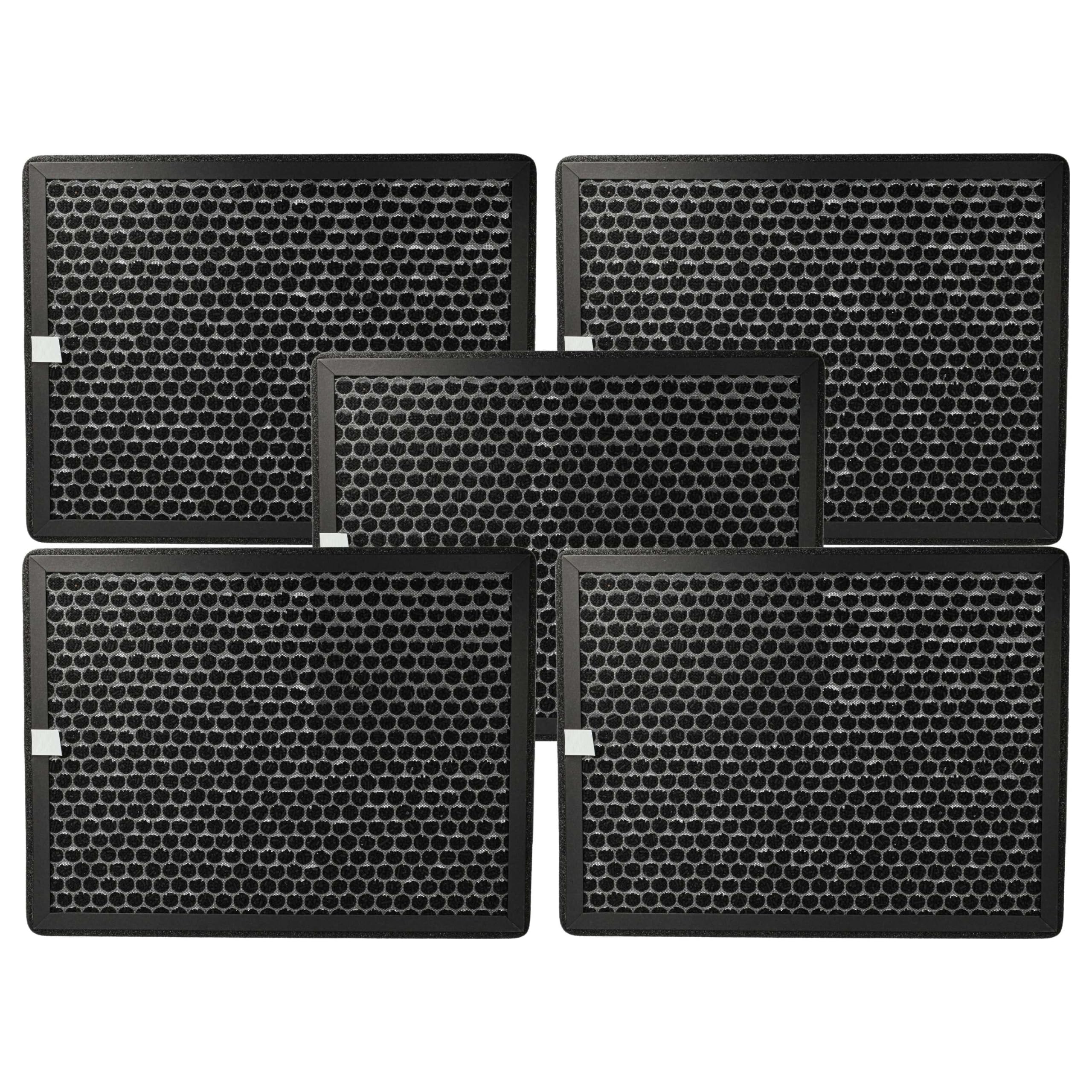 vhbw 5 x filtr z węglem aktywnym, kompatybilny z Philips AC2882/10, AC2887/10, AC2889/10, AC3829/10, oczyszczacz powietrza - filtr powietrza, czarny
