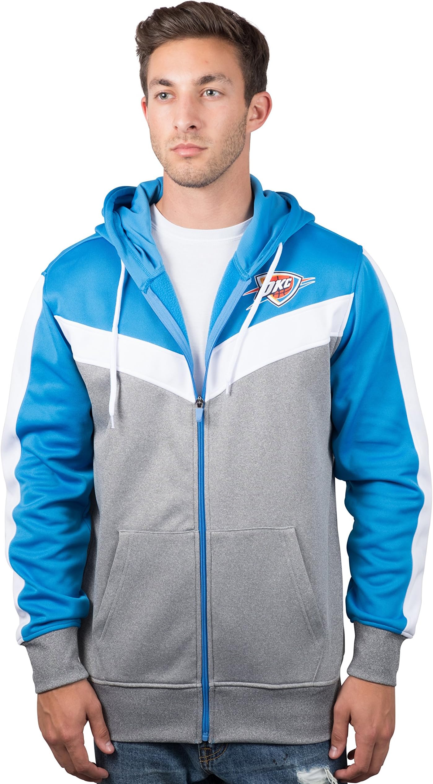 Ultra GameMen's GZM2948F Nba Back Cut Team Color Contrast Full Zip Hoodie