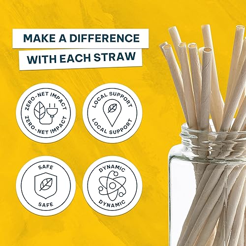 Miniatura 6 de EQUO Pajitas de coco (paquete de 100, estándar), sin plástico, compostables en el hogar, pajitas ecológicas para refrescos, jugos, café y más