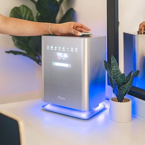 Miniatura 2 de Crane Humidificador de llenado superior de niebla cálida y fría con control remoto, 1.2 galones, cobertura de 500 pies cuadrados, luz ionizante UV,