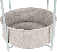Vista 6 de Yaxa Basics Round Storage End Table, Side Table with Cloth Basket, Mint Green/Heather Gray, 18 in x 18 in x 19 in Verde menta
