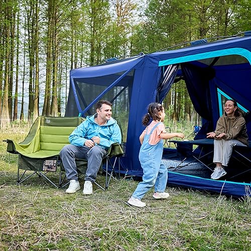 Miniatura 2 de Timber Ridge Silla de Campamento Doble, Sofá de Campamento Plegable para Exteriores de Servicio Pesado, Sillas de Campamento Loveseat Perfectas para