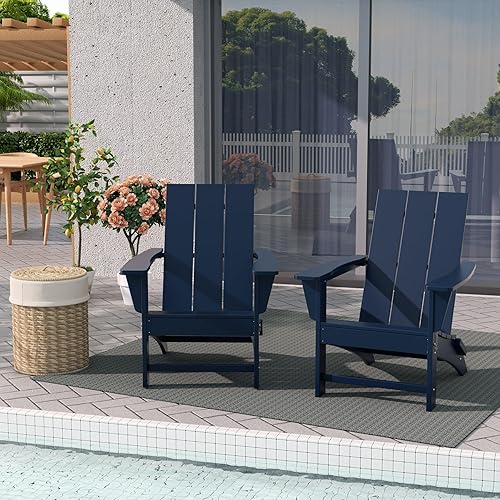 Miniatura 19 de WestinTrends Ashore Modern - Silla plegable Adirondack para exteriores (juego de 2), color lima
