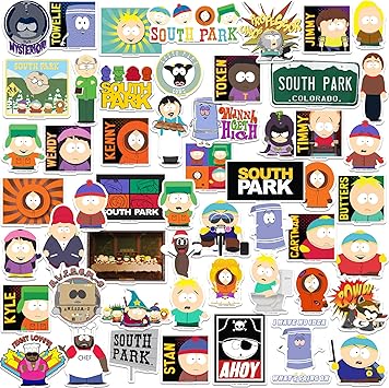 South Park Officially Licensed Sticker Pack Die Cut Large Deluxe Vinyl Stickers Variety Pack for Laptop, Water Bottle, Scrapbooking & Indoor/Outdoor Use Set of 50