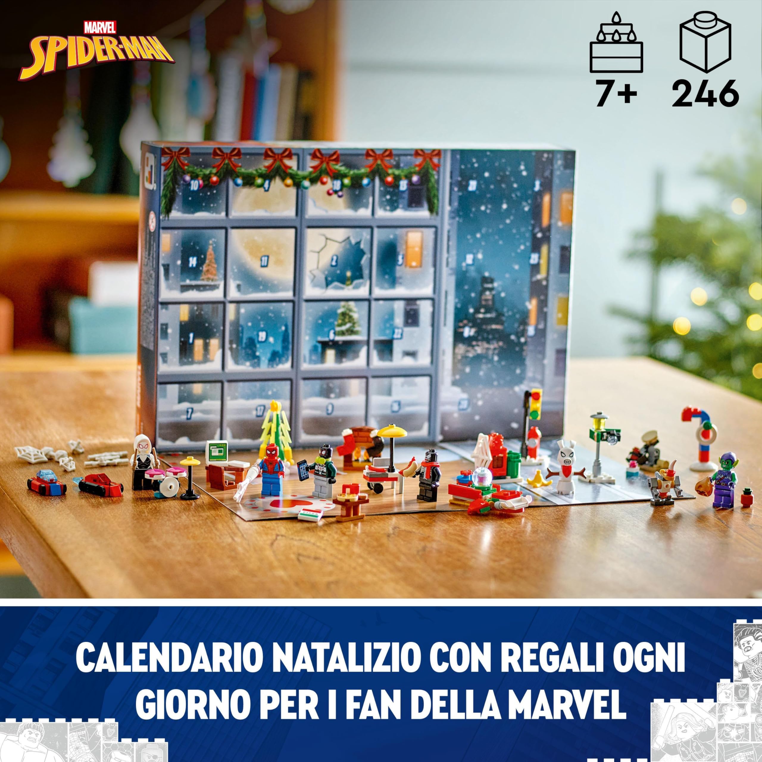 LEGO Marvel Calendario dell’Avvento 2024 Spider-Man, Giocattolo con Minifigure dei Supereroi e Modellini da Costruire, Gioco di Ruolo per Bambini e Bambine da 7 Anni in su, Idea Regalo di Natale 76293