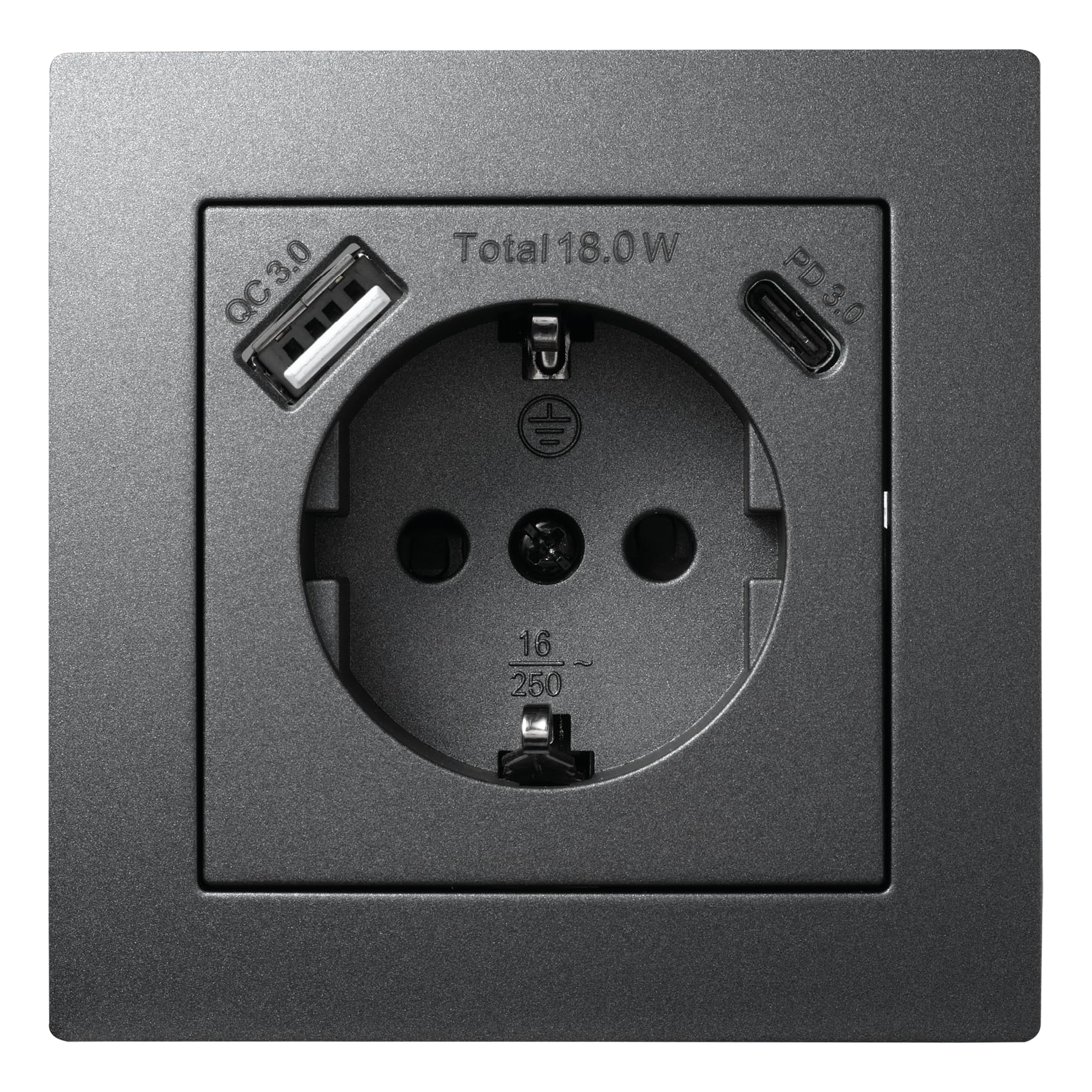 McPower Schutzkontakt Steckdose mit USB-C - 18W Quickcharge - USB-A | FLAIR