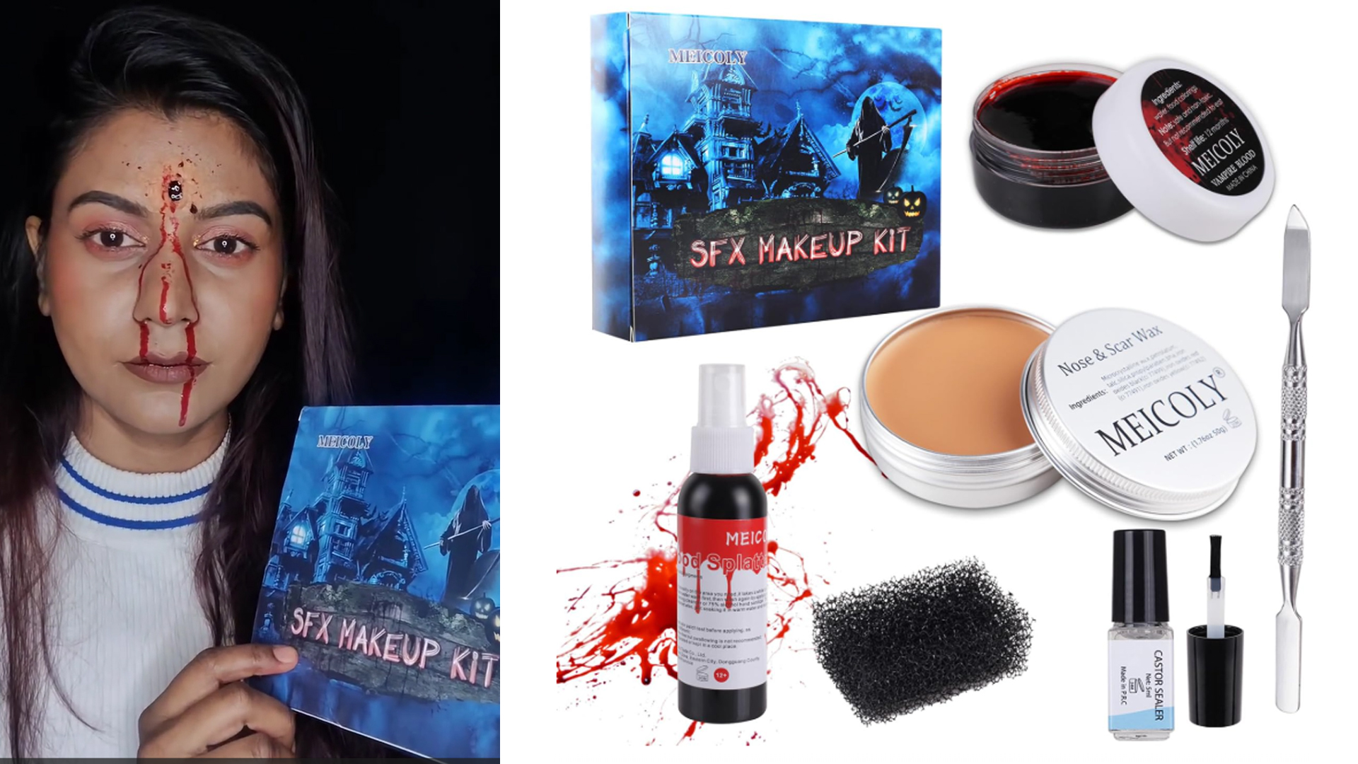 Amazon.com : MEICOLY SFX Makeup Kit Scars Wax, Fake Blood Spray