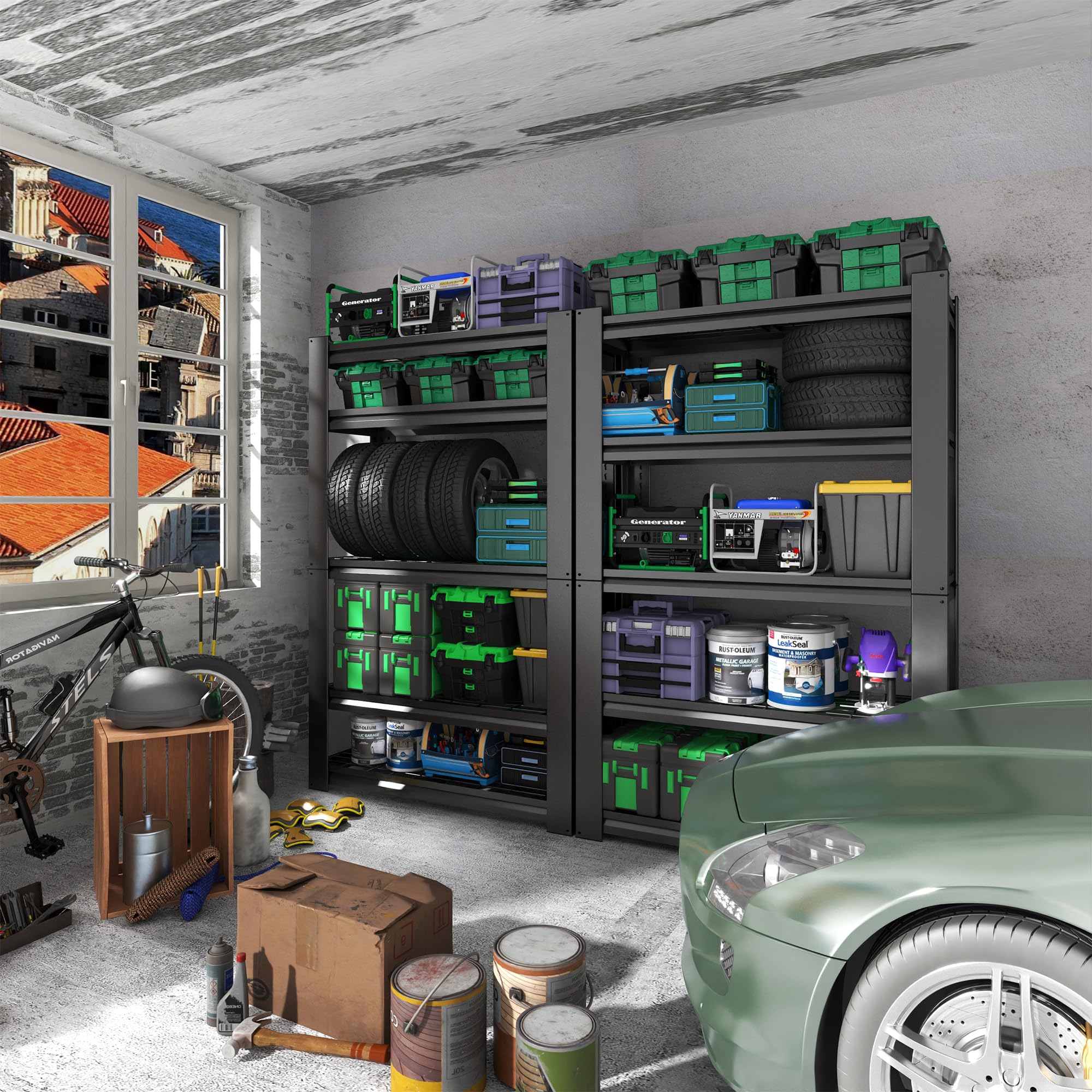 Garage Storage Shelves,Garage Shelving 2000lbs Heavy Duty Adjustable Steel Shelves 5 Tier Metal Shelf Organizer Storage Racks Tool Shelf and Industrial Shelving Warehouse Garage Unit