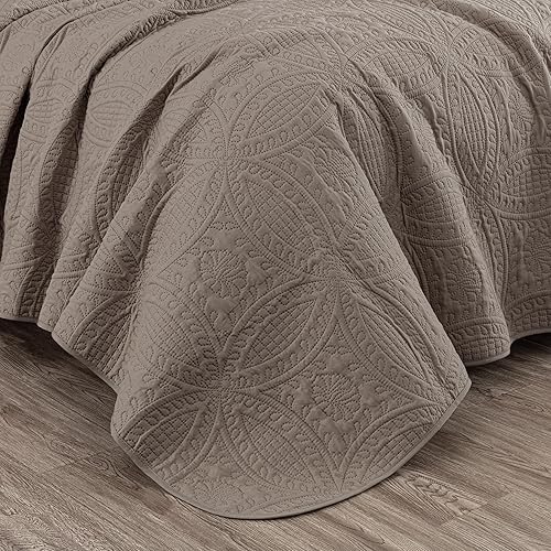 Vista 143 de Chezmoi Collection Austin - Juego de colcha tamaño Queen de 3 piezas Pinsonic acolchada de gran tamaño, tamaño Queen, terracota