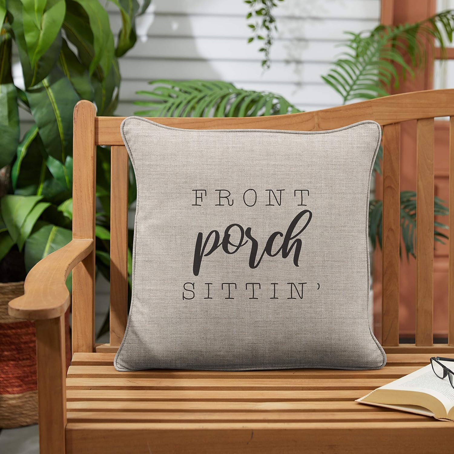 Sorra Home Front Porch Sittin' Indoor/Outdoor Pillow, Cast Silver