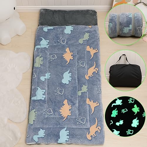 Miniatura 8 de Saco de dormir para niños y niñas que brilla en la oscuridad, saco de dormir luminoso y suave, tapete para siesta preescolar, guardería, jardín de