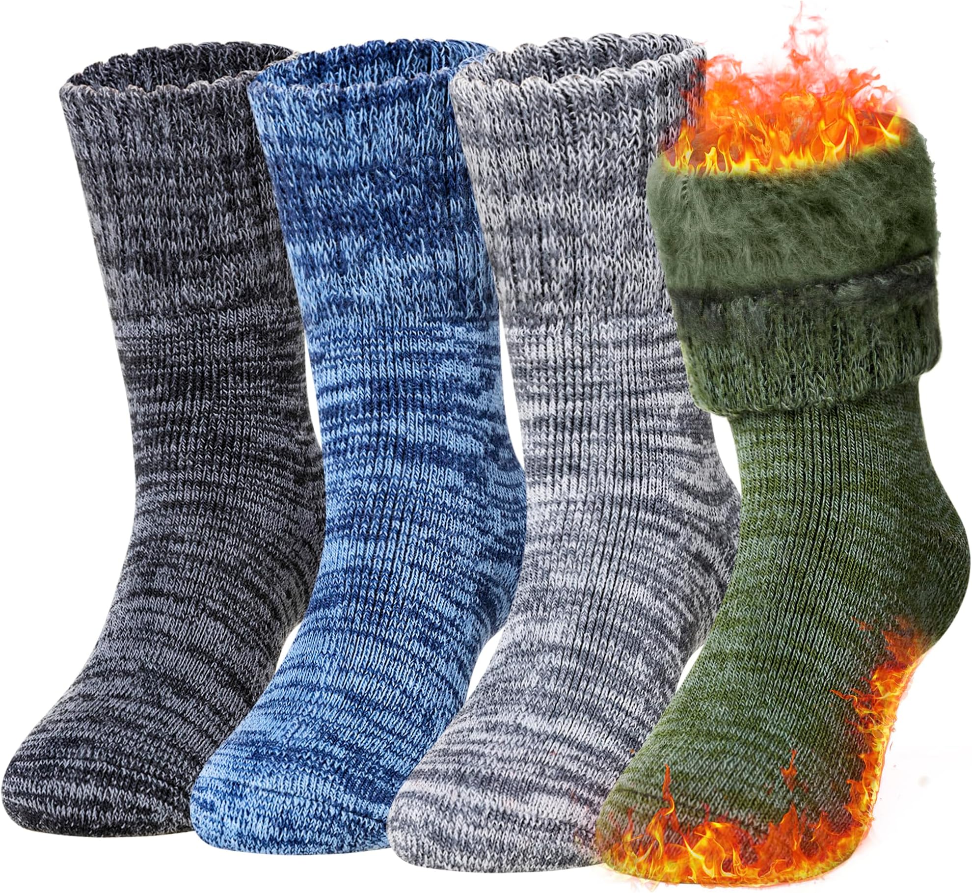 EocomKids Warm Thermal Socks for Toddler Boy Girls Winter Ski Thick Insulated Heated Boot Socks for Extreme Cold Weather 4 Pairs