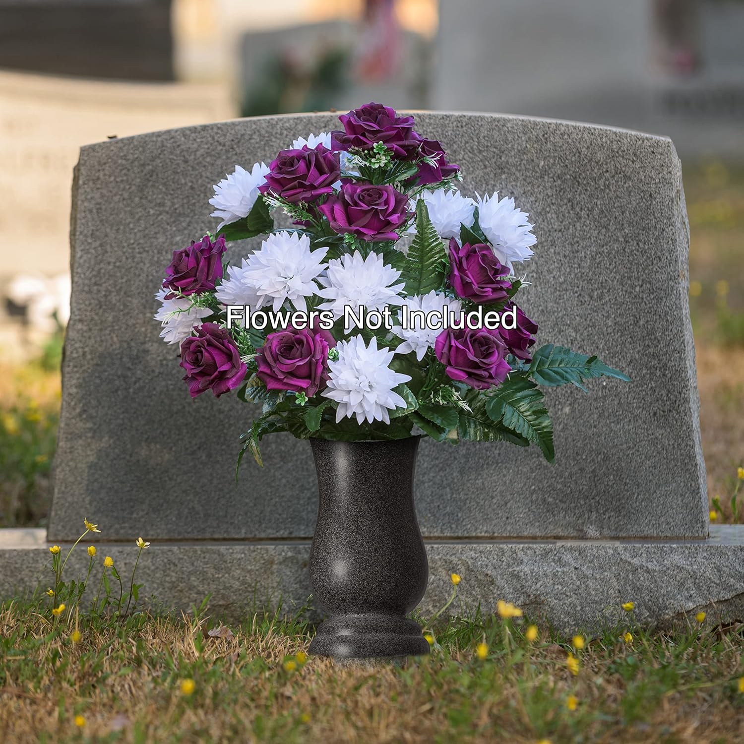 Buy Everlasting Silk Flowers Cemetery Vase with Stakes Plastic Flower