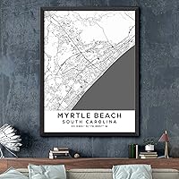 Vista 2 de Mapa de Myrtle Beach, Carolina del Sur, Light 2 (8x10)