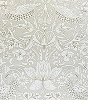 HueBurst William Morris Strawberry Bird Peel & Stick Wallpaper 17.7x118in - Vintage Floral Self-Adhesive Waterproof for Bedroom Bathroom Cabinets