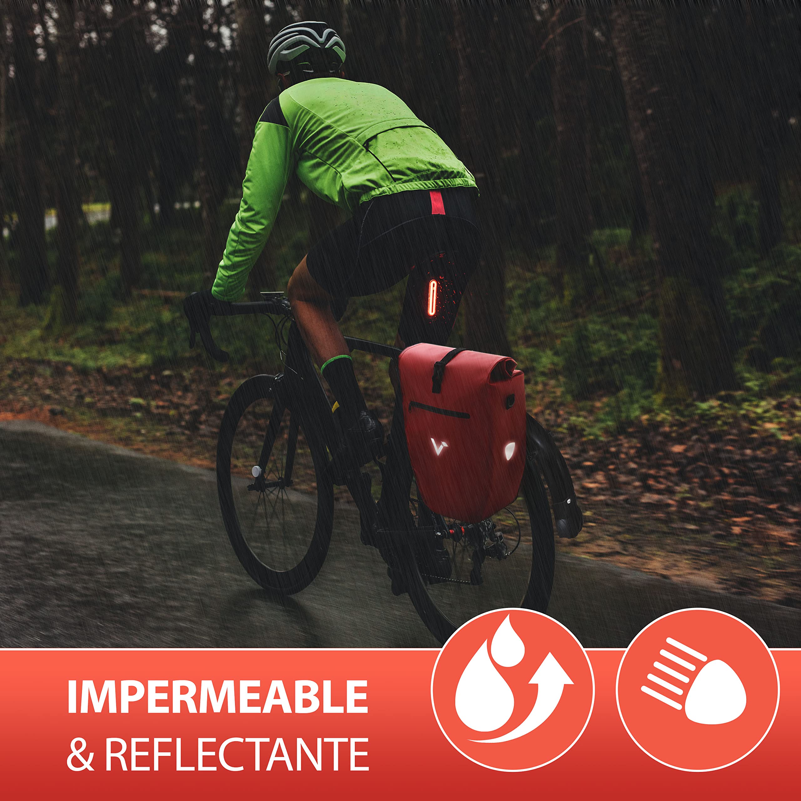 Valkental - Bolsa portaequipajes Grande e Impermeable - 28L de Capacidad - Bolsa para el portaequipajes con reflectores
