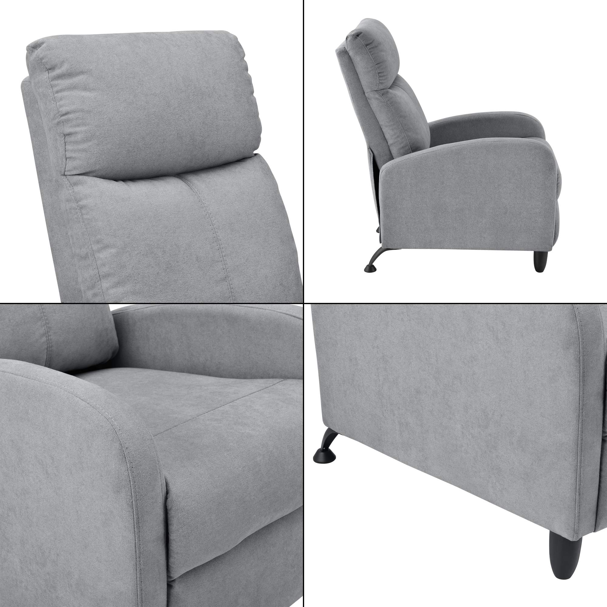 [en.casa] Poltrona Relax con Schienale Reclinabile e Poggiapiedi Ribaltabile Poltrona con Braccioli Rivestimento in Tessuto Grigio Chiaro
