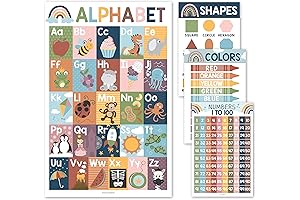 Hadley Designs 4 Boho Pre K & Kindergarten Homeschool Supplies - Alphabet and Numbers Poster
