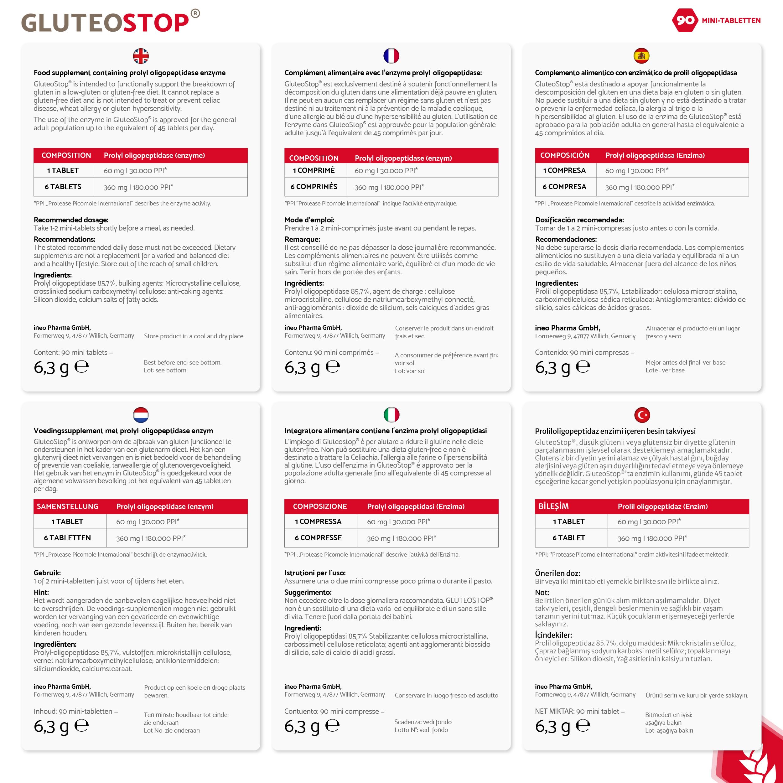 GluteoStop® Compresse enzimatiche 90 pz. – Favorisce la degradazione del glutine • Complesso enzimatico per digestioni sensibili • Vegano, senza glutine, compresse mini