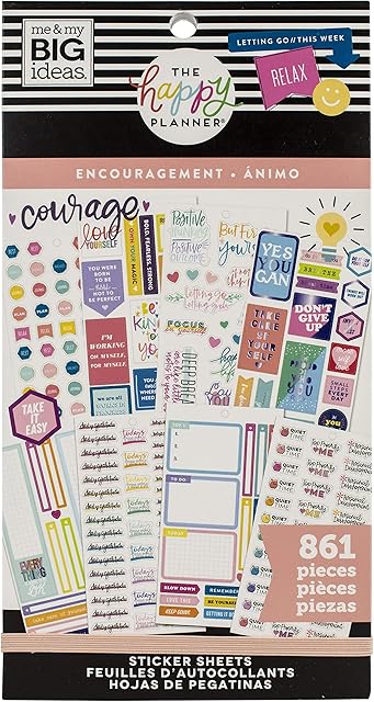 ME & MY BIG IDEAS Happy Planner STCKRS, Encouragement, 861/Pkg, One Size