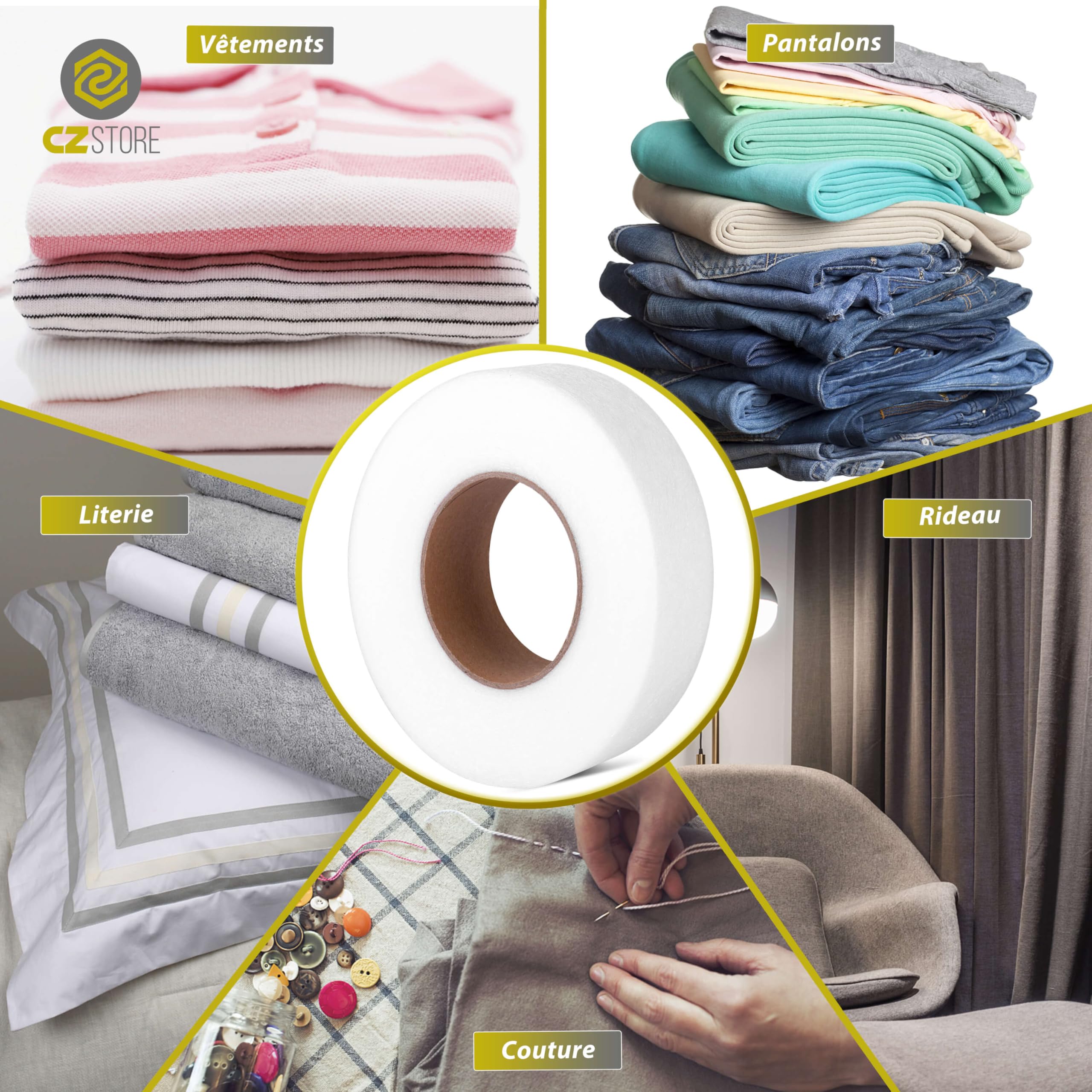 Ruban Thermocollant Ourlet 64m X 40mm - Marque Française - Adhésif Textile Avec Fer à Repasser