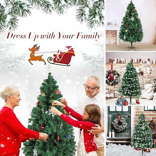 Miniatura 10 de Dporticus Árbol de Navidad artificial ecológico de 6 pies con patas de metal sólido, 800 puntas, árbol completo (blanco)