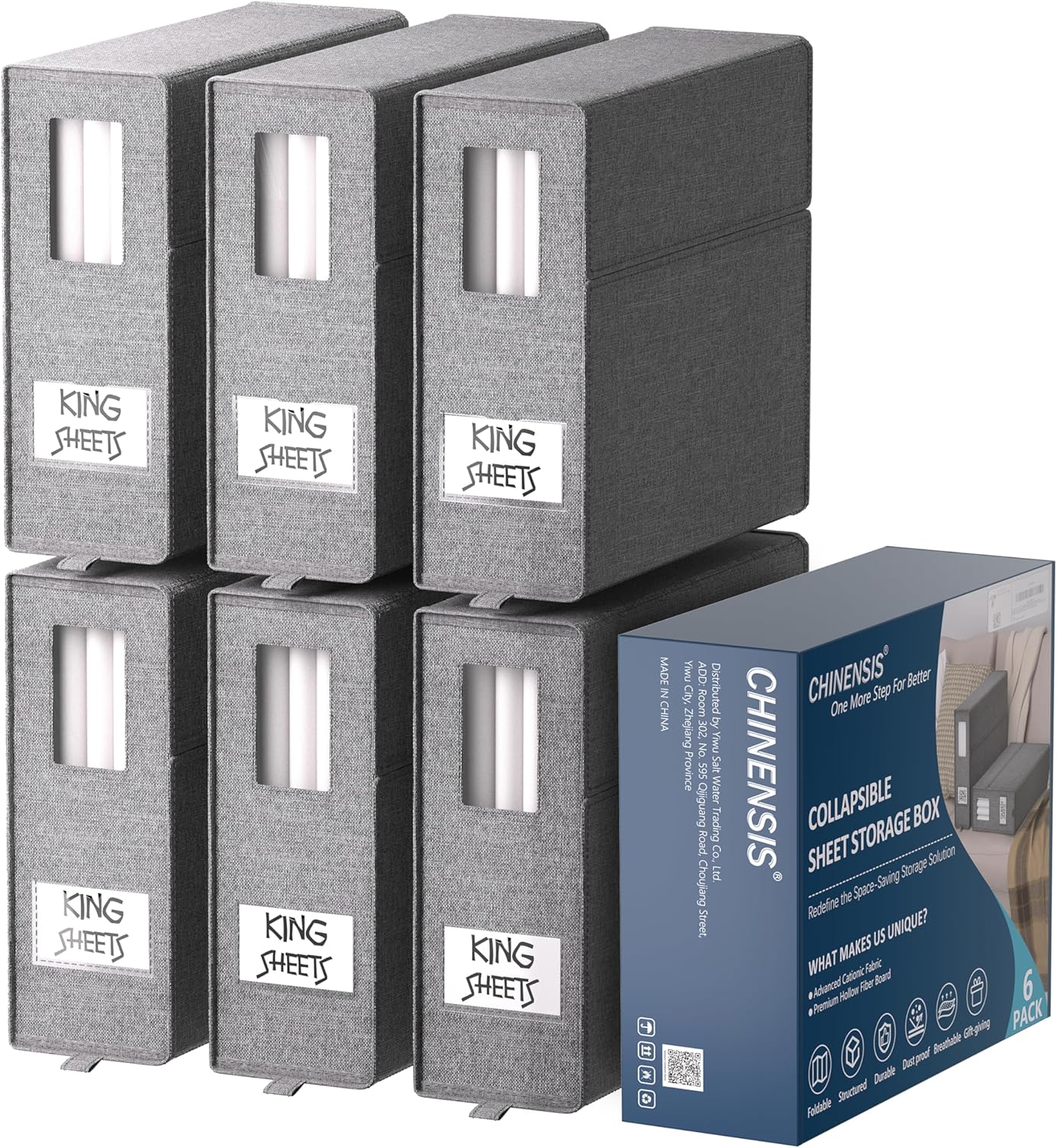 chinensis 6 Pack Sheet organizer,Bed Sheet Storage,Folding