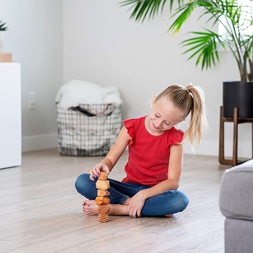 Miniatura 8 de PERCHED Rocas apilables de pino natural, bloques de madera grandes, juego de rompecabezas Montessori, juguetes para niños pequeños para aula, juego