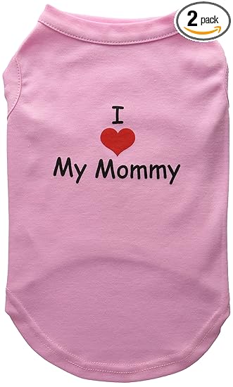 Mirage Pet Products 14-inch I Love My Mommy Screen Print Shirts for Pets, Large, Pink