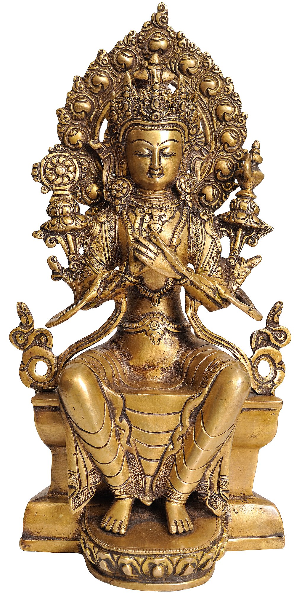 Statue Bouddha Maitreya tibétain en laiton lourd pour stopper le stress