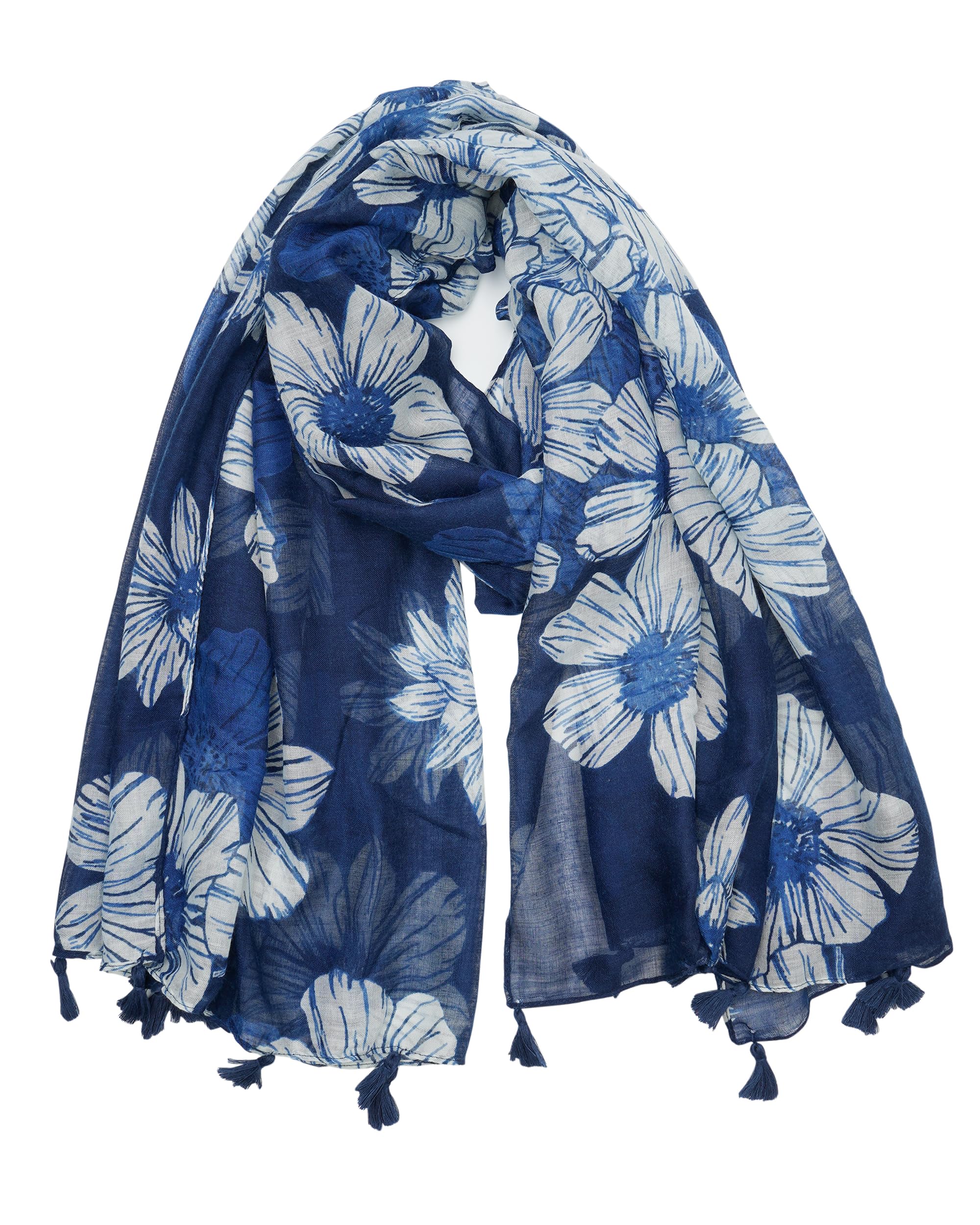 YOUR SMILELarge Boho Scarf for Women Lightweight Floral Printed Scarves Fall Winter Fashion Fringed Shawl wraps