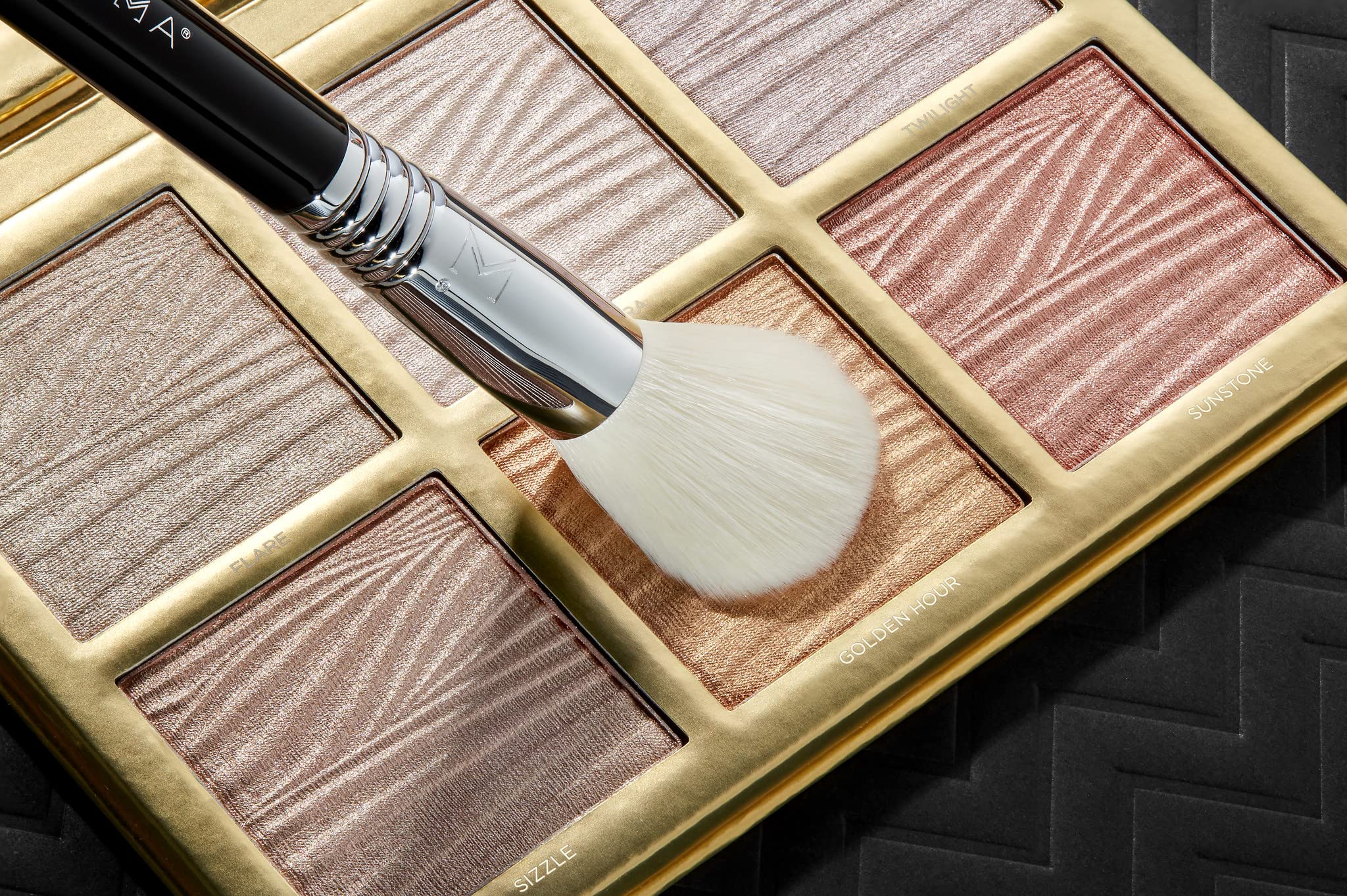 Sigma Beauty GlowKissed paleta rozświetlaczy – rozświetlające ciepłe odcienie – Golden Hour Glow Vibes – 6 rozświetlaczy, w zestawie Mirror – Cruelty-Free, wegańska paleta rozświetlaczy