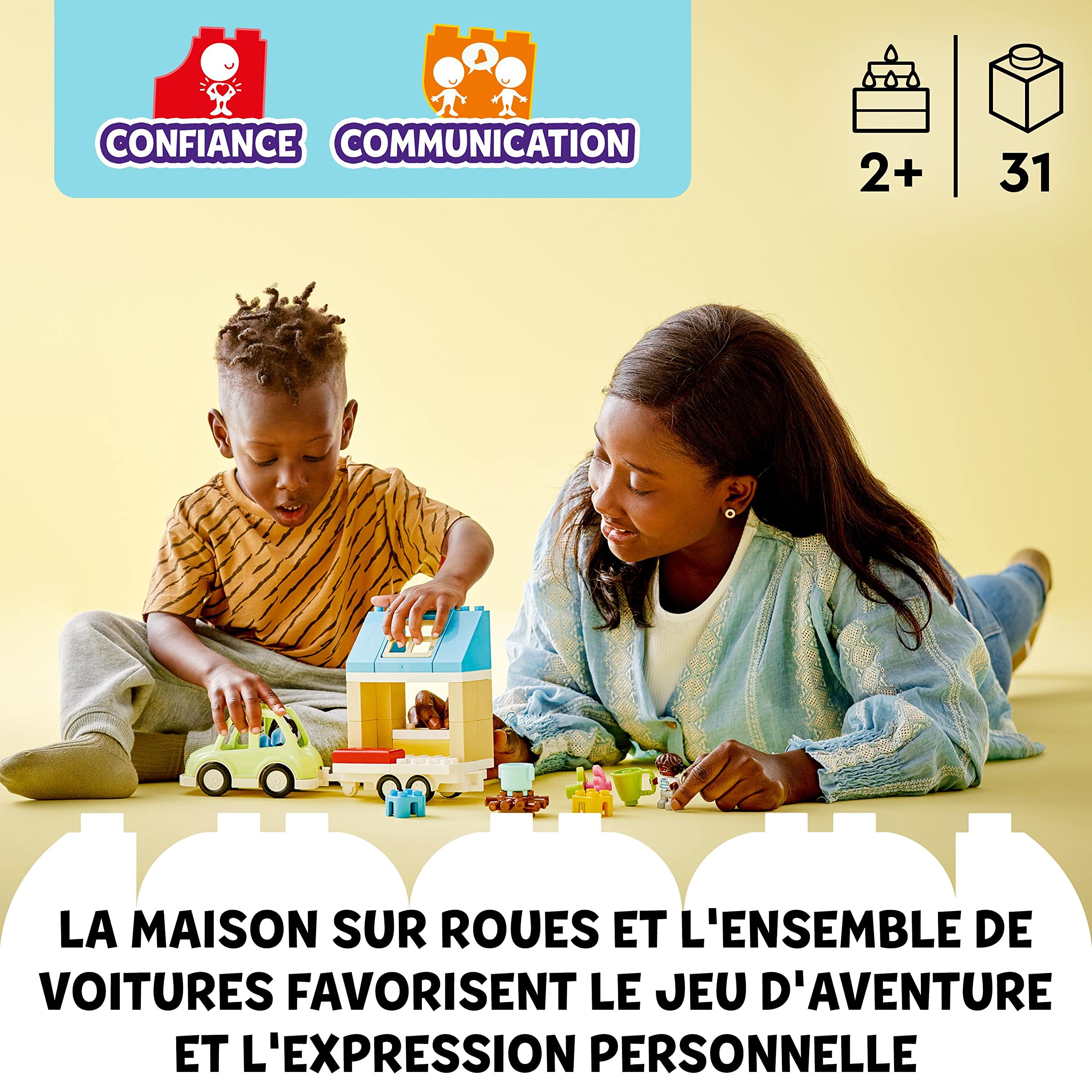 LEGO 10986 Duplo Ma Ville La Maison Familiale sur Roues, Jouet Ã‰ducatif, Set De Camping, Briques, Figurines, Jouet Voiture pour Garçons Et Filles 2 Ans